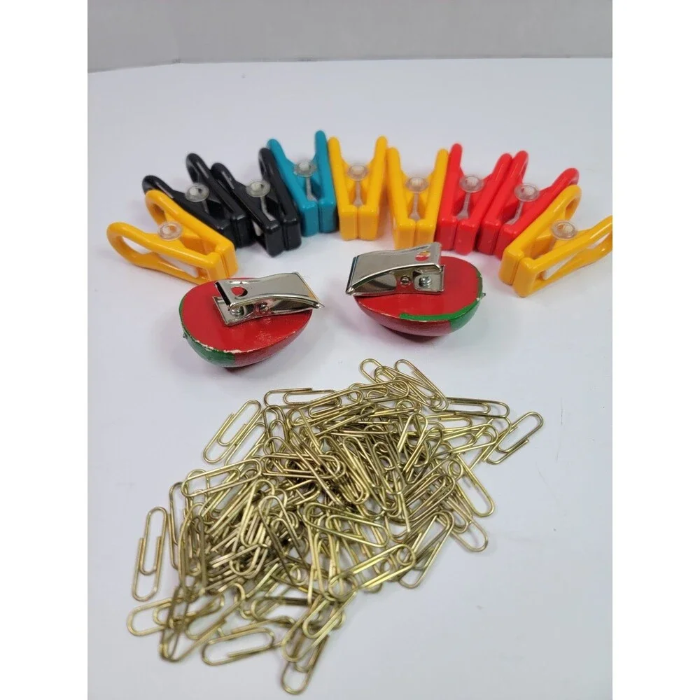 Assorted Office Clips Lot Paper Clips Magnetic Strawberry Clips Color Plastic...